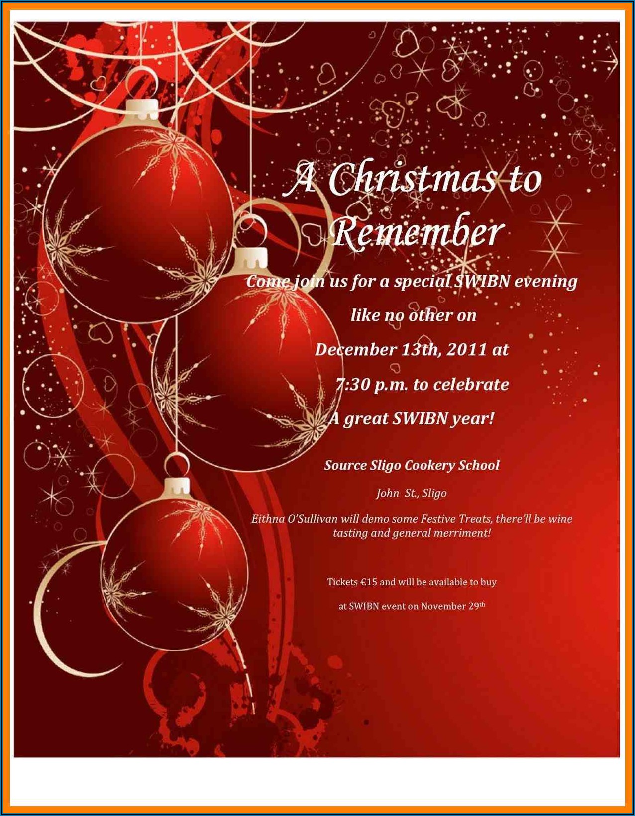 Office Christmas Party Invitation Template Free