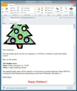 Office Holiday Party Invitation Email Sample