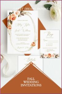 Orange And Pink Wedding Invitation Templates