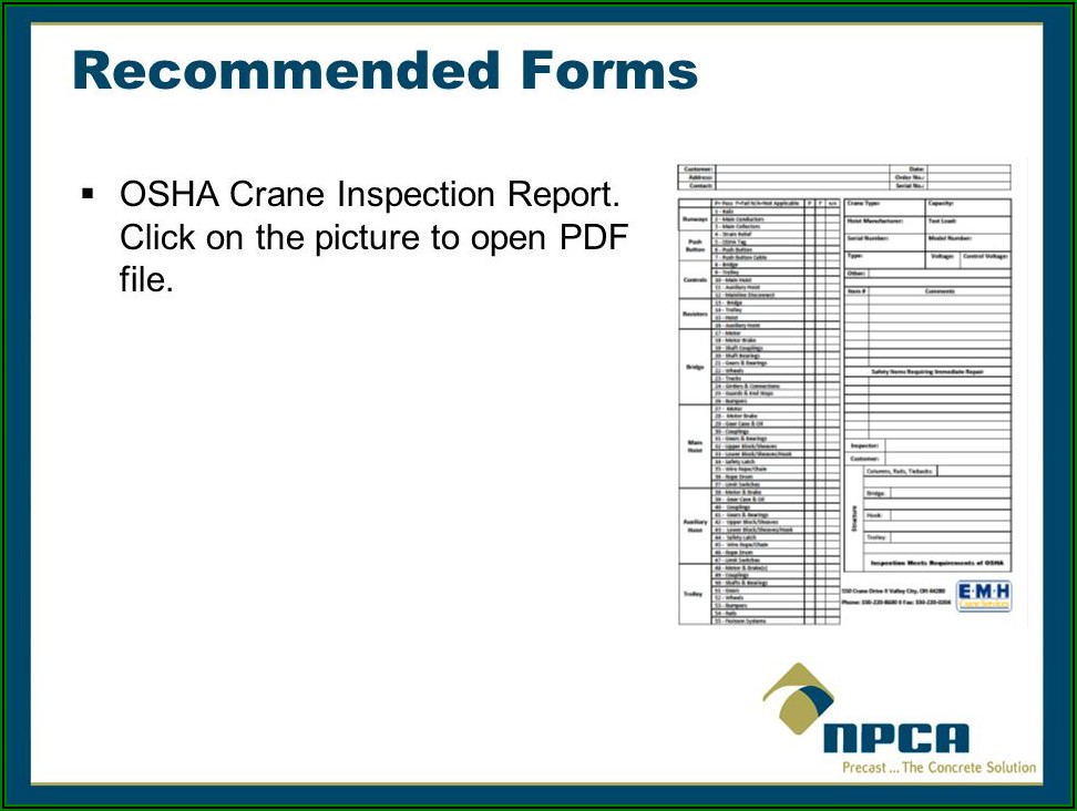Overhead Crane Inspection Form Pdf