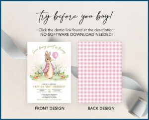 Peter Rabbit Birthday Invite Template