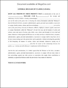 Photo Release Form Canada