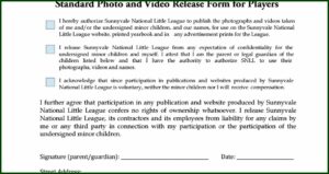 Photo Video Release Form For Minors