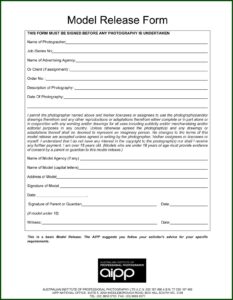 Photography Model Release Form Australia