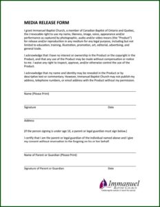 Photography Model Release Form Canada
