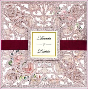 Pink And Gold Glitter Pocket Wedding Invitation