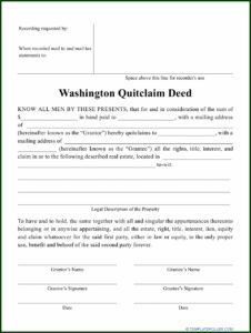 Printable Blank Quit Claim Deed Form