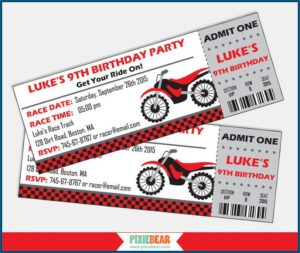 Printable Dirt Bike Party Invitations