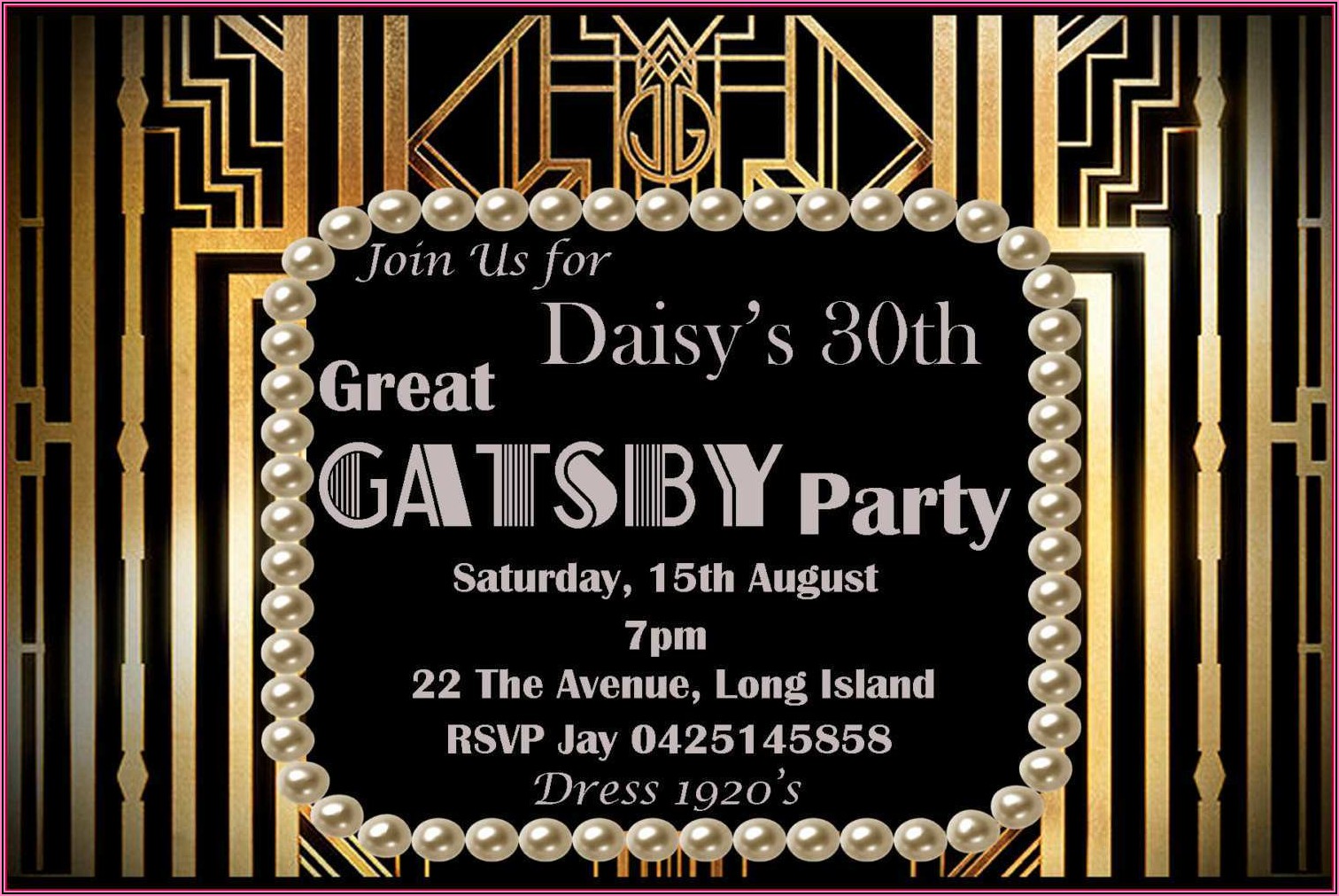 Printable Great Gatsby Invitation Template