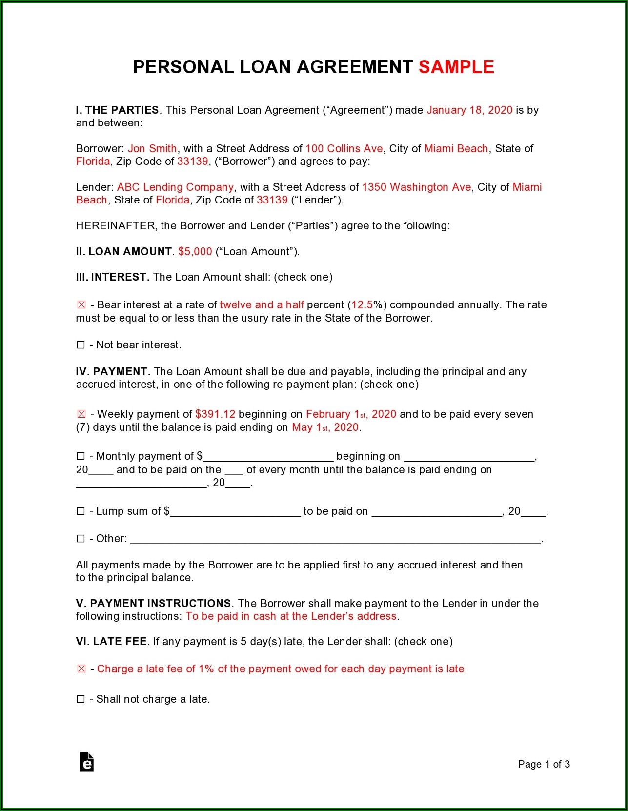Private Mortgage Agreement Template Florida