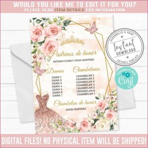 Quinceanera Invitations Padrinos List