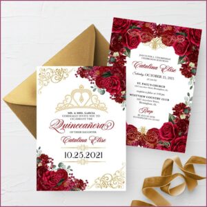 Quinceanera Invitations Red And Gold