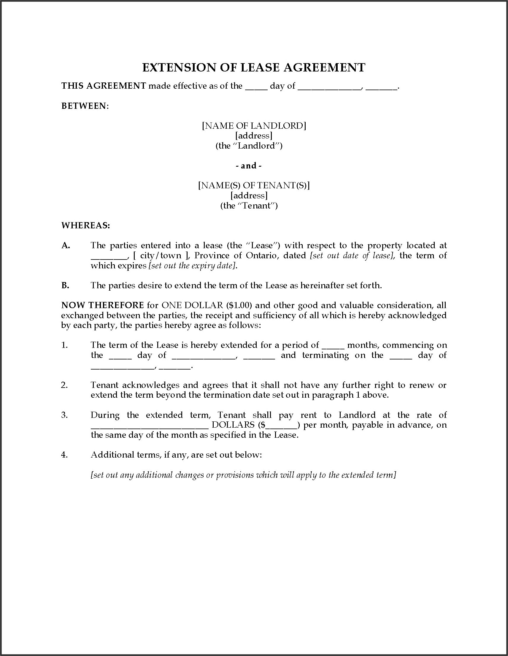 Rental Property Lease Agreement Template Ontario