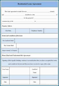 Residential Rental Lease Agreement Sample
