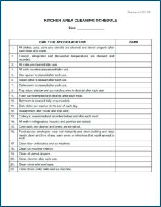 Restaurant Cleaning Checklist Template
