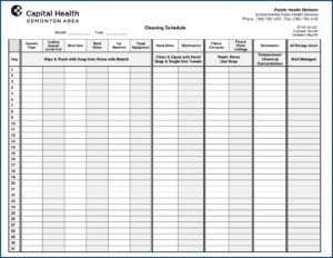 Restaurant Cleaning Schedule Template