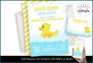 Rubber Duck First Birthday Invitations