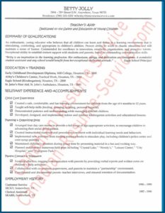 Sample Teacher Aide Resume Example