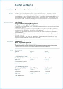 Self Employed Handyman Resume Sample