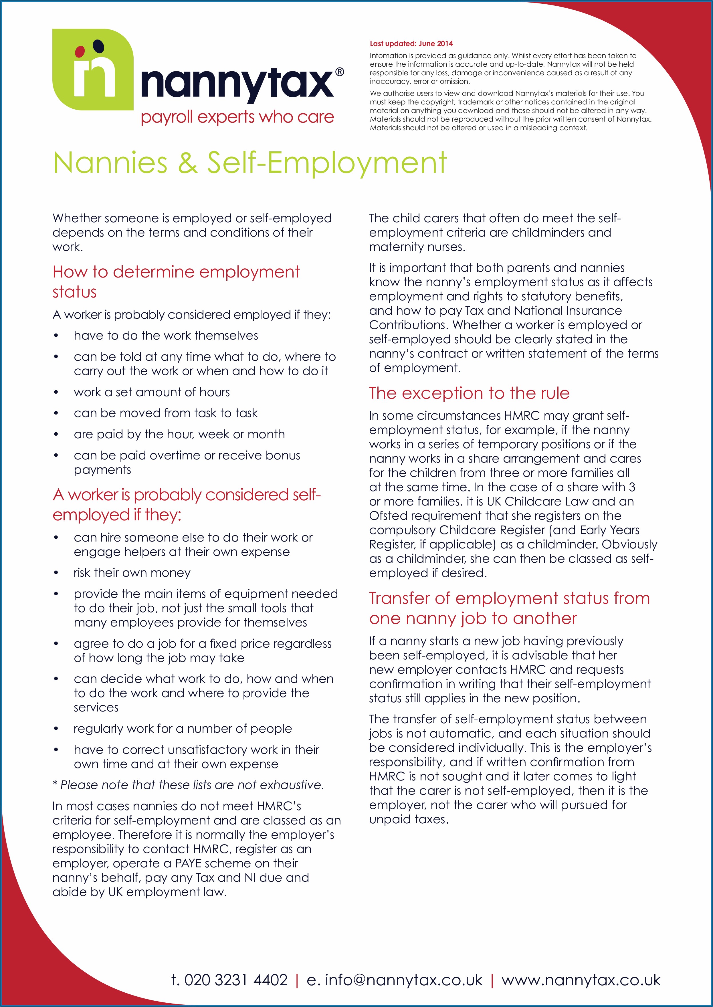 Self Employed Nanny Contract Template Uk