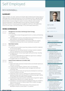 Self Employed Resume Sample