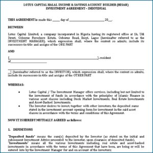 Small Business Investment Agreement Template Free