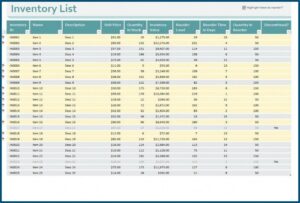 Stock Control Excel Template Free