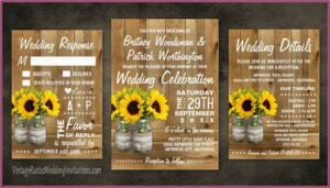 Sunflower Mason Jar Wedding Invitations