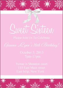 Sweet 16 Invitations Templates Free