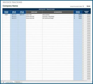 Vendor Invoice Tracking Excel Template