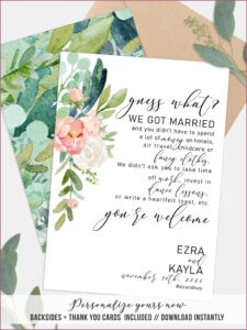 We Eloped Reception Invitations