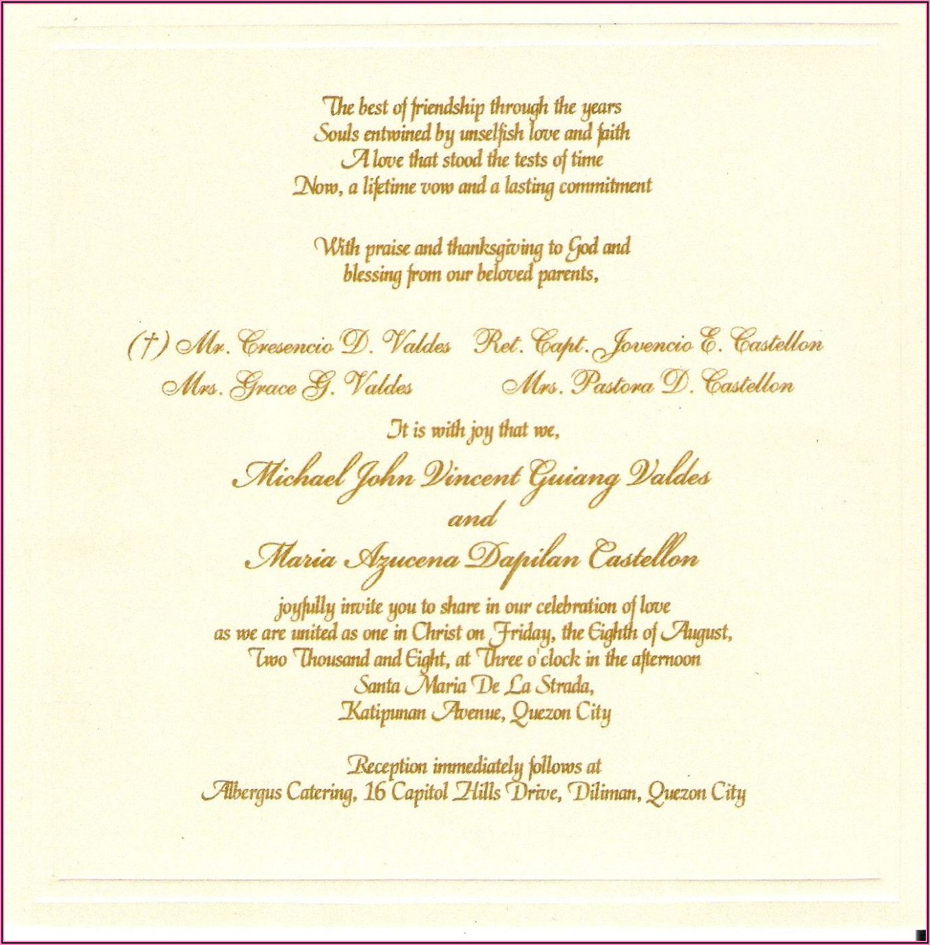 Wedding Invitation Card Wording In English