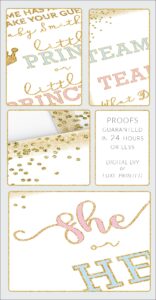 White And Gold Gender Reveal Invitations