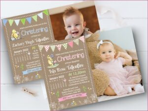 Winnie The Pooh Christening Invitations