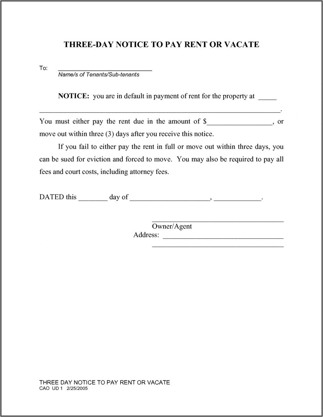 3 Day Eviction Notice Texas Template