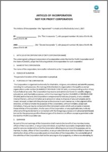 501c3 Articles Of Incorporation Template