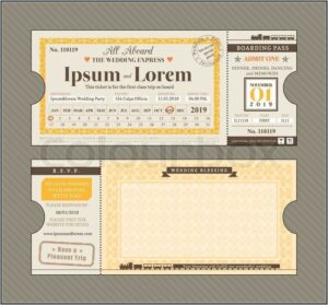Air Ticket Wedding Invitation Card Template