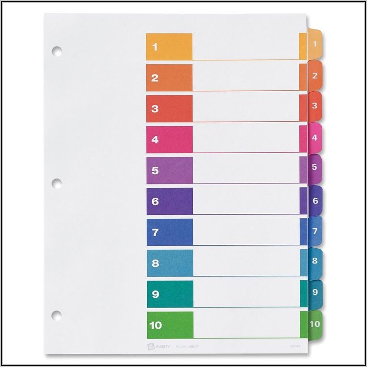 Avery 10 Tab Color Template