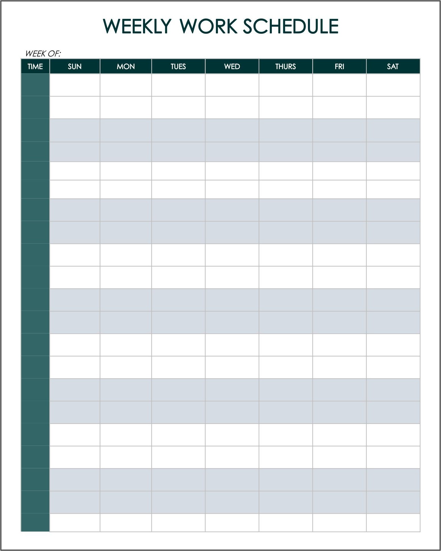 Calendar Work Schedule Template