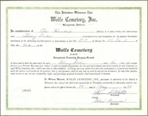 Cemetery Plot Deed Template