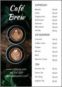 Coffee Shop Menu Templates