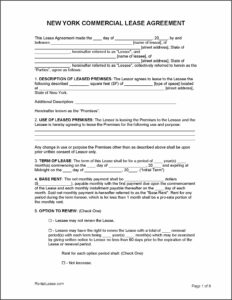 Commercial Lease Agreement Template New York