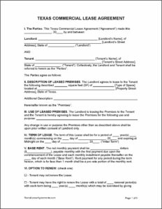Commercial Property Rent Agreement Format In Word