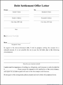 Debt Settlement Offer Letter Template Pdf