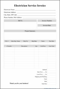 Electrician Service Invoice Template