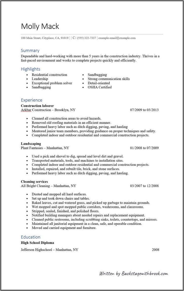 Entry Level Resume Examples Free