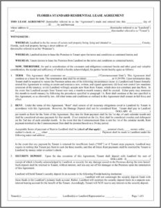 Florida Standard Residential Lease Agreement Form
