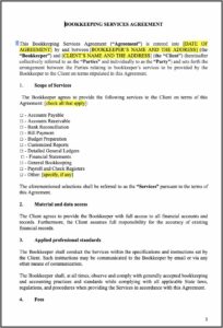 Free Bookkeeping Agreement Template