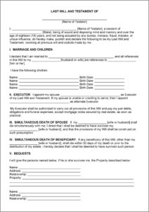 Free Download Last Will And Testament Template South Africa
