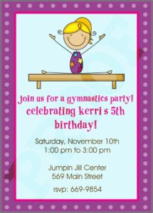 Free Gymnastics Birthday Party Invitation Templates